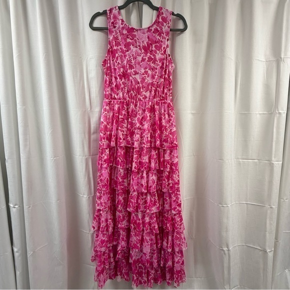 Vince Camuto Dresses & Skirts - Vince Camuto Pink Floral Tiered Maxi Dress Sleeveless Size Small